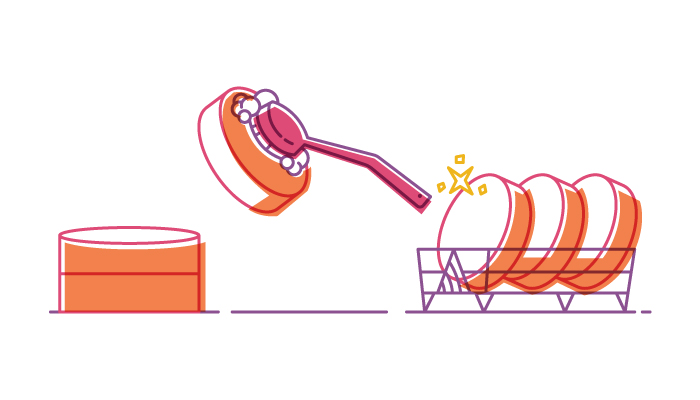 Illustration of a sponge scrubbing a data disc to represent data scrubbing.